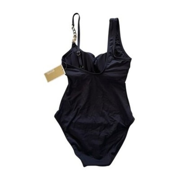 MICHAEL Michael Kors Logo Chain Black One Piece Swimsuit Size 10 Padded $122 NWT - Picture 3 of 4